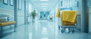 Cleaning tour through a hospital hallway